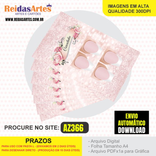 Arte em PDF - Casadinha 9x5cm - Arquivo para Gráfica e Casa - AZ366 2