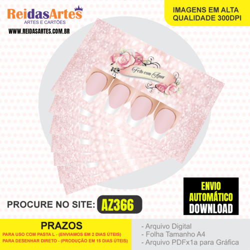 Arte em PDF - Casadinha 9x5cm - Arquivo para Gráfica e Casa - AZ366 3