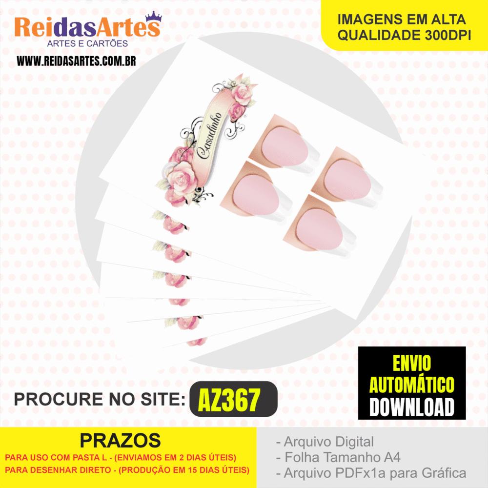 Arte em PDF - Casadinha 9x5cm - Arquivo para Gráfica e Casa - AZ367 2