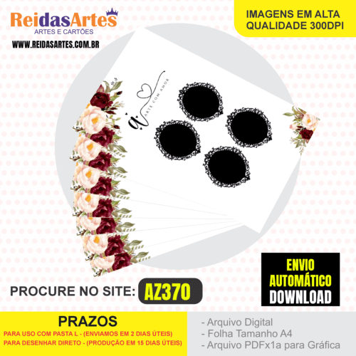 Arte em PDF - Casadinha 9x5cm - Arquivo para Gráfica e Casa - AZ370-2