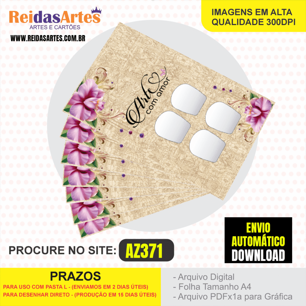 Arte em PDF - Casadinha 9x5cm - Arquivo para Gráfica e Casa - AZ371 2