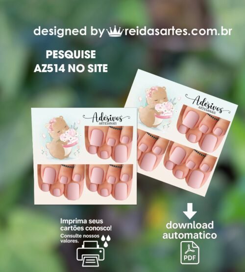 Arte em PDF – Mini 3 Pares Pé 9x10cm AZ514 8