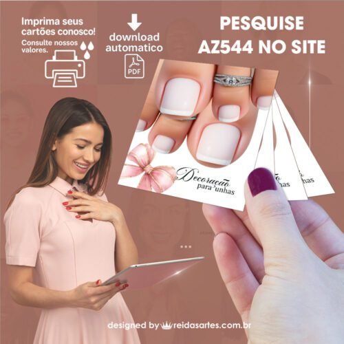 Arte em PDF Filha Única Pé 4,5x5cm - (Unhas Tam: 1,35x1,45cm) Cor: Branca AZ544 1
