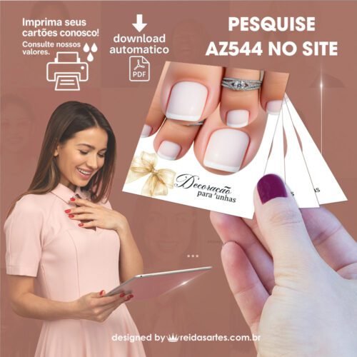 Arte em PDF Filha Única Pé 4,5x5cm - (Unhas Tam: 1,35x1,45cm) Cor: Branca AZ544 7