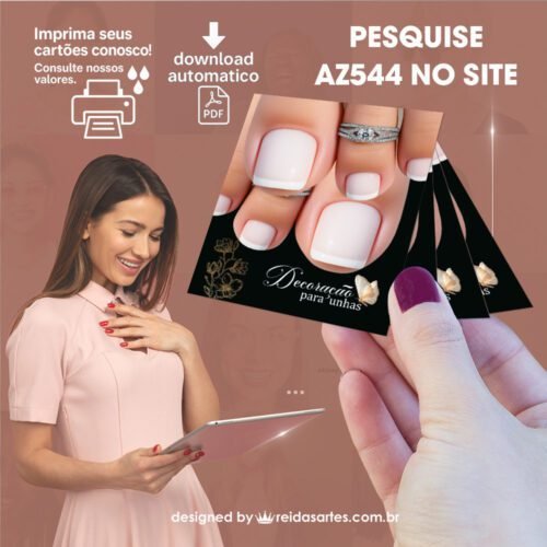Arte em PDF Filha Única Pé 4,5x5cm - (Unhas Tam: 1,35x1,45cm) Cor: Branca AZ544 8