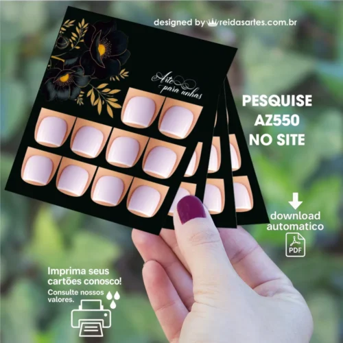 Kit 12 Artes em PDF - 5 Pares Pé 9x10cm - (unhas 1,5x1,5cm) AZ550