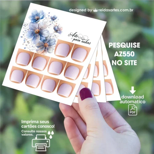 Kit 12 Artes em PDF - 5 Pares Pé 9x10cm - (unhas 1,5x1,5cm) AZ550 - Imagem 3