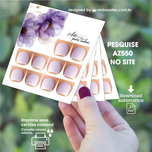 Kit 12 Artes em PDF - 5 Pares Pé 9x10cm - (unhas 1,5x1,5cm) AZ550 - Imagem 9