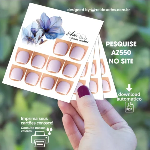 Kit 12 Artes em PDF - 5 Pares Pé 9x10cm - (unhas 1,5x1,5cm) AZ550 - Imagem 6