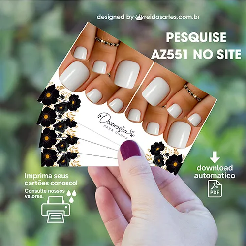 Arte em PDF Casadinha Pé pequeno 9x5cm - (Unhas Tam: 1,25x1,5cm) AZ551 3
