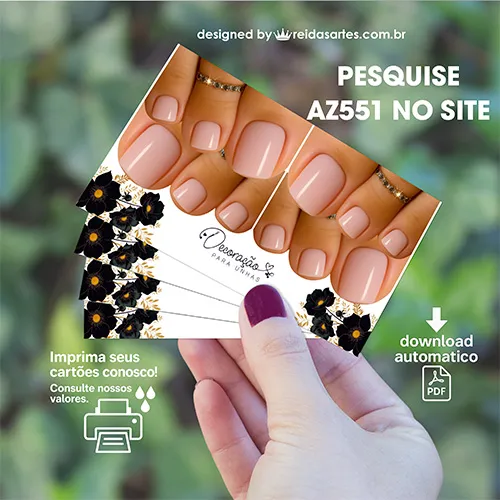 Arte em PDF Casadinha Pé pequeno 9x5cm - (Unhas Tam: 1,25x1,5cm) AZ551 4