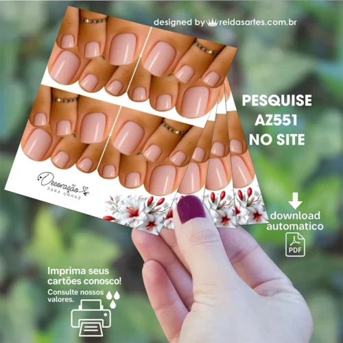 Arte em PDF Mini 4 Pares Pé pequeno 9x5cm - (Unhas Tam: 1,25x1,5cm) AZ551 6