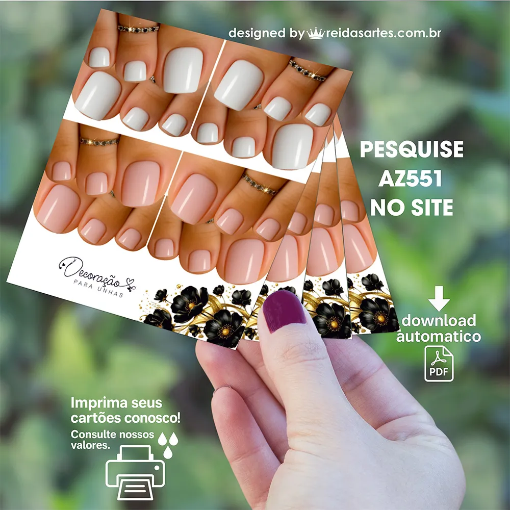 Arte em PDF Mini 4 Pares Pé pequeno 9x5cm - (Unhas Tam: 1,25x1,5cm) AZ551 7