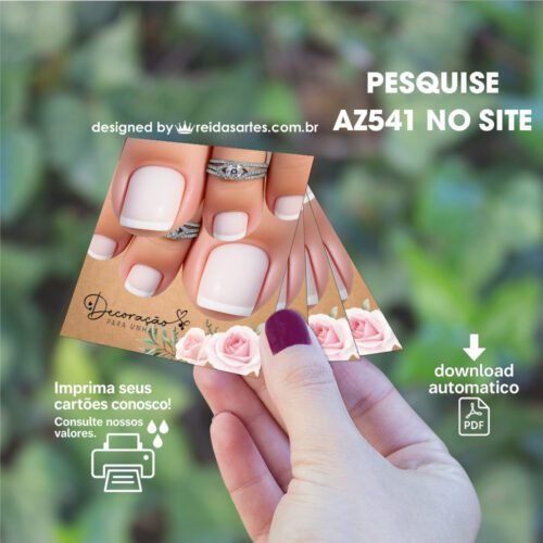 Arte em PDF Filha Única Pé 4,5x5cm - (Unhas Tam: 1,2x1,8cm) Cor: Preta AZ541 2