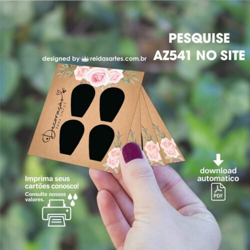 Arte em PDF Casadinha 4,5x5cm - (Unhas Tam: 1,2x1,8cm) Cor: Preta AZ541 3