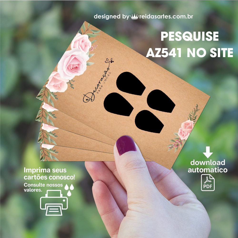 Arte em PDF Casadinha 9x5cm - (Unhas Tam: 1,2x1,8cm) Cor: Preta AZ541 5