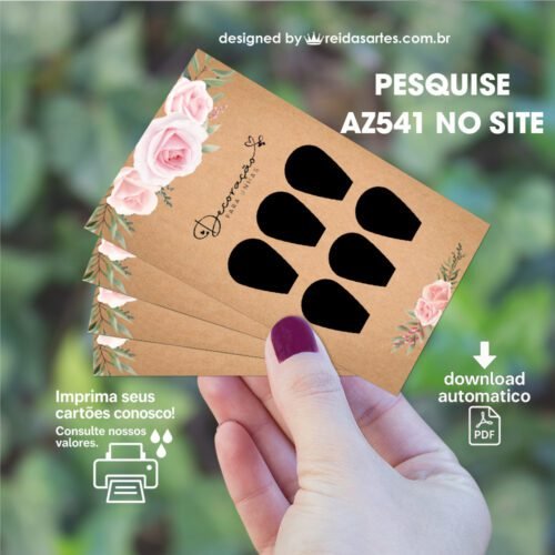 Arte em PDF 3 Pares 9x5cm - (Unhas Tam: 1,2x1,8cm) Cor: Preta AZ541 6