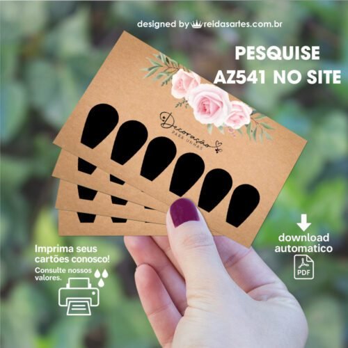 Arte em PDF 3 Pares 9x5cm - (Unhas Tam: 1,2x1,8cm) Cor: Preta AZ541 8