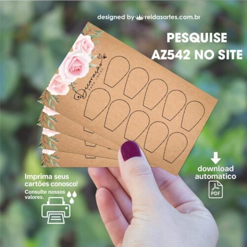Arte em PDF 5 Pares 9x5cm - (Unhas Tam: 1,2x1,8cm) Cor: Kraft AZ542 10