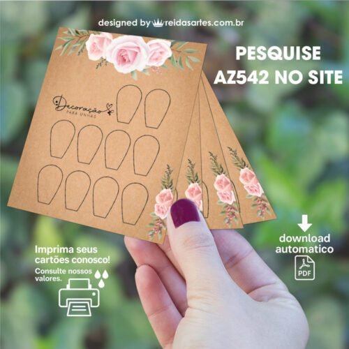 Arte em PDF Mini 5 Pares 7,5x9cm - (Unhas Tam: 1,2x1,8cm) Cor: Kraft AZ542 12