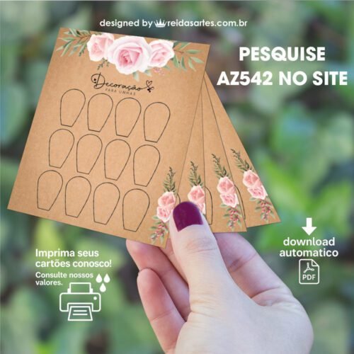 Arte em PDF Mini 6 Pares 7,5x9cm - (Unhas Tam: 1,2x1,8cm) Cor: Kraft AZ542 13