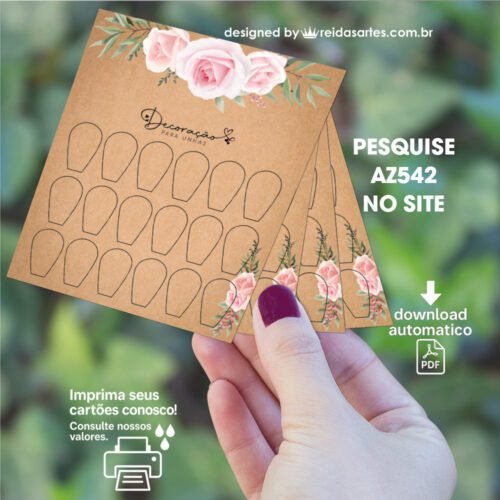 Arte em PDF Mini 9 Pares 9x10cm - (Unhas Tam: 1,2x1,8cm) Cor: Kraft AZ542 14