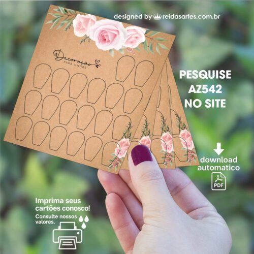 Arte em PDF Mini 10 Pares 9x10cm - (Unhas Tam: 1,2x1,8cm) Cor: Kraft AZ542 15