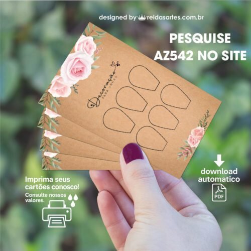 Arte em PDF 3 Pares 9x5cm - (Unhas Tam: 1,2x1,8cm) Cor: Kraft AZ542 5