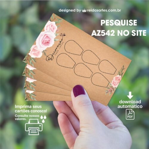 Arte em PDF 3 Pares 9x5cm - (Unhas Tam: 1,2x1,8cm) Cor: Kraft AZ542 6