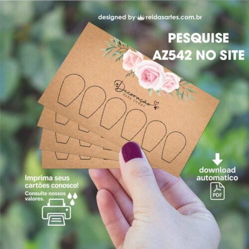 Arte em PDF 3 Pares 9x5cm - (Unhas Tam: 1,2x1,8cm) Cor: Kraft AZ542 7