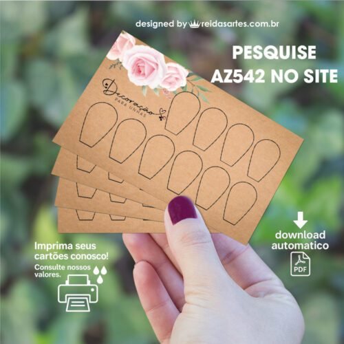 Arte em PDF 5 Pares 9x5cm - (Unhas Tam: 1,2x1,8cm) Cor: Kraft AZ542 9