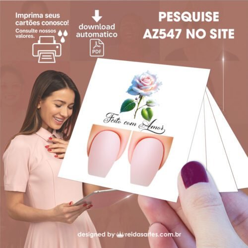Kit 30 Artes em PDF Filha Única 4,5x5cm - (Unhas Tam: 1,1x1,7cm) AZ547 - Imagem 22