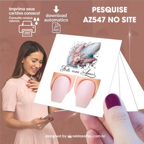 Kit 30 Artes em PDF Filha Única 4,5x5cm - (Unhas Tam: 1,1x1,7cm) AZ547 - Imagem 17