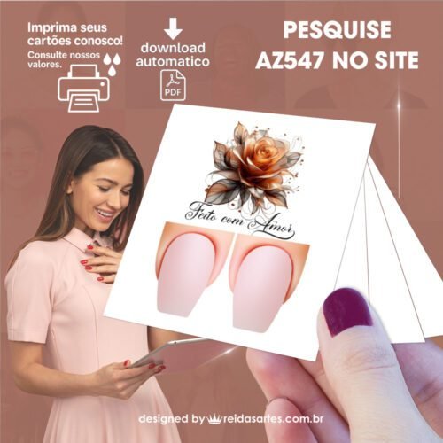 Kit 30 Artes em PDF Filha Única 4,5x5cm - (Unhas Tam: 1,1x1,7cm) AZ547 - Imagem 9