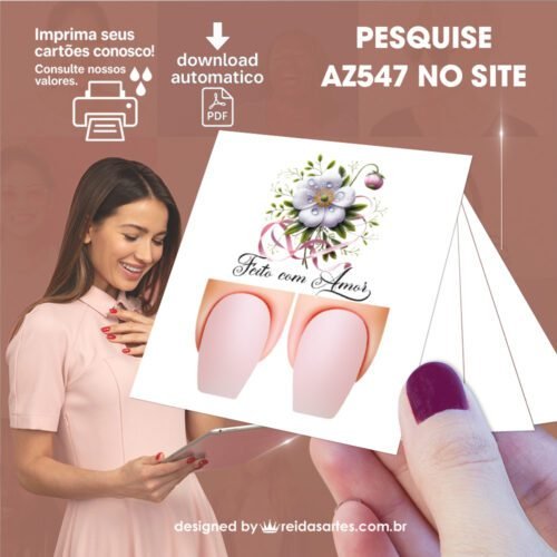 Kit 30 Artes em PDF Filha Única 4,5x5cm - (Unhas Tam: 1,1x1,7cm) AZ547