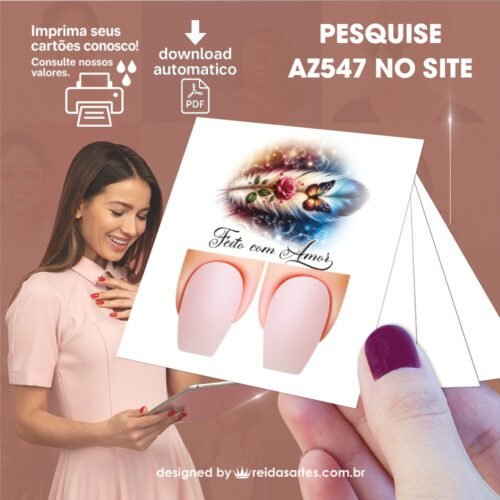 Kit 30 Artes em PDF Filha Única 4,5x5cm - (Unhas Tam: 1,1x1,7cm) AZ547 - Imagem 25