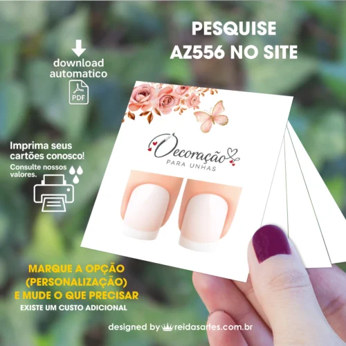 Arte em PDF Filha Única 4,5x5cm - (Unhas Curtas Tam: 1,1x1,5cm) AZ556 6