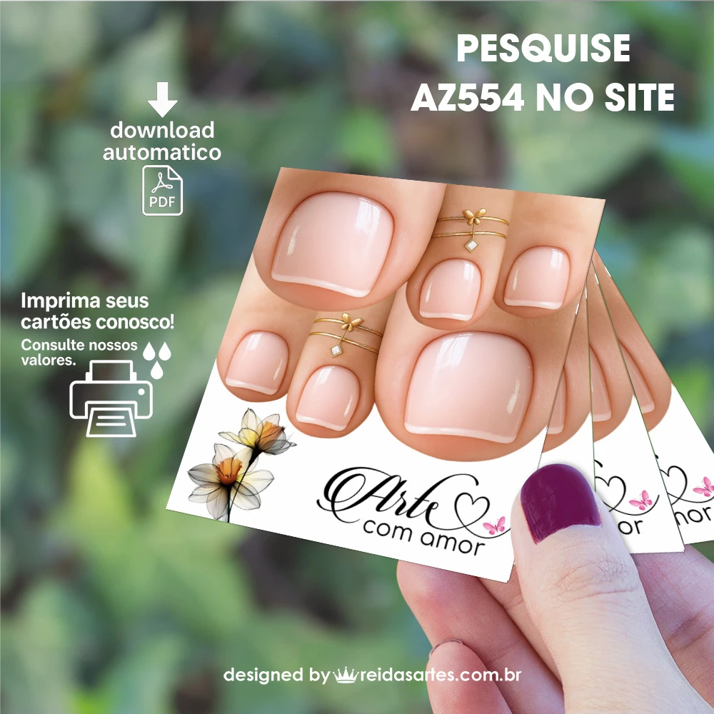 Arte em PDF Filha Única Pé  4,5x5cm - (Unhas Tam: 1,40x1,50cm) AZ554 4