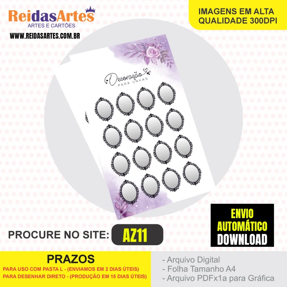 Arte em PDF Cartelão 8 Pares 9x15cm - AZ11 11