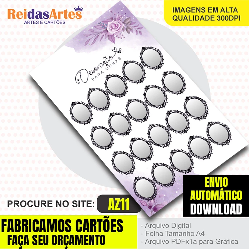 Arte em PDF Cartelão 10 Pares 9x15cm - AZ11 12